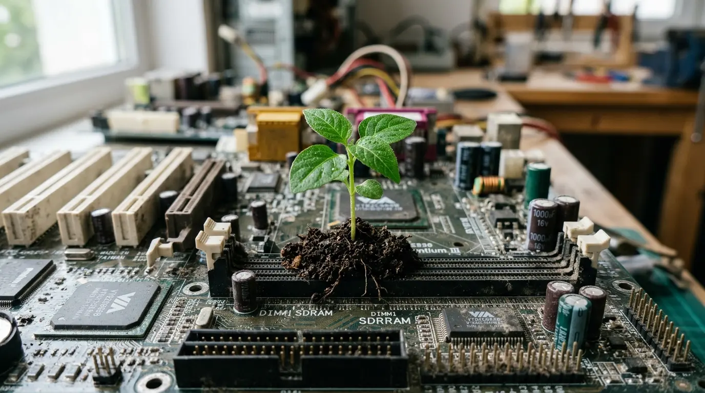 Representação visual do impacto da tecnologia no meio ambiente