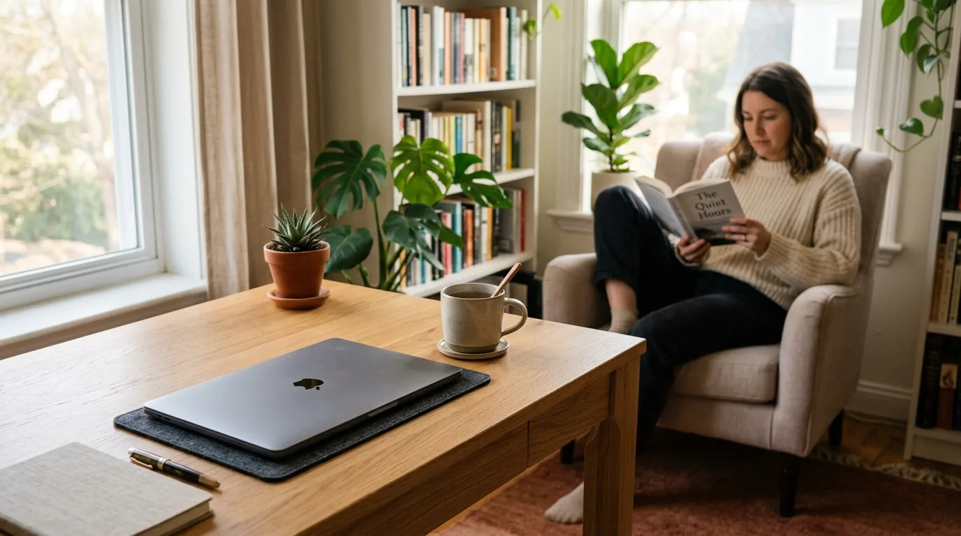 Ambiente de trabalho organizado focado em produtividade profunda