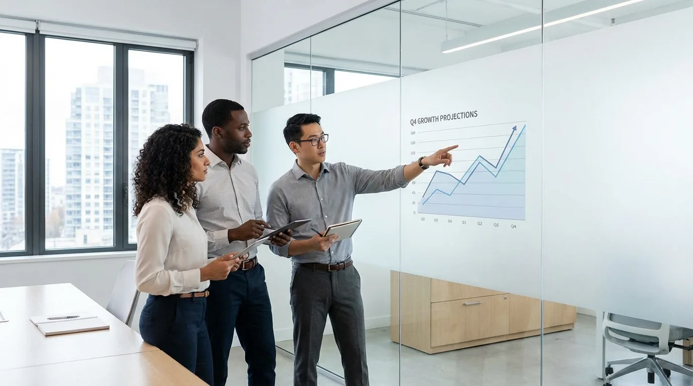 Equipe diversa de profissionais colaborando em um ambiente de trabalho moderno