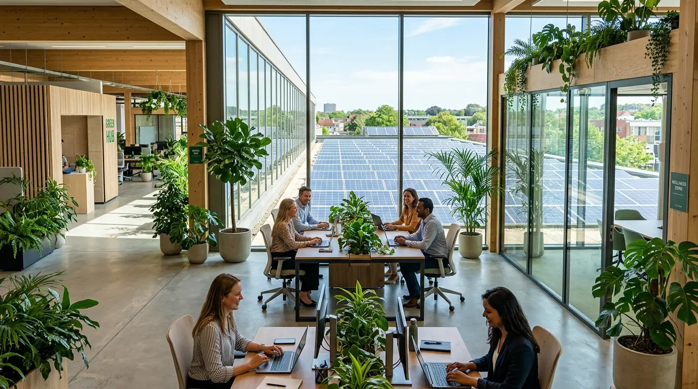 Edifício de escritórios corporativos moderno e ecologicamente correto