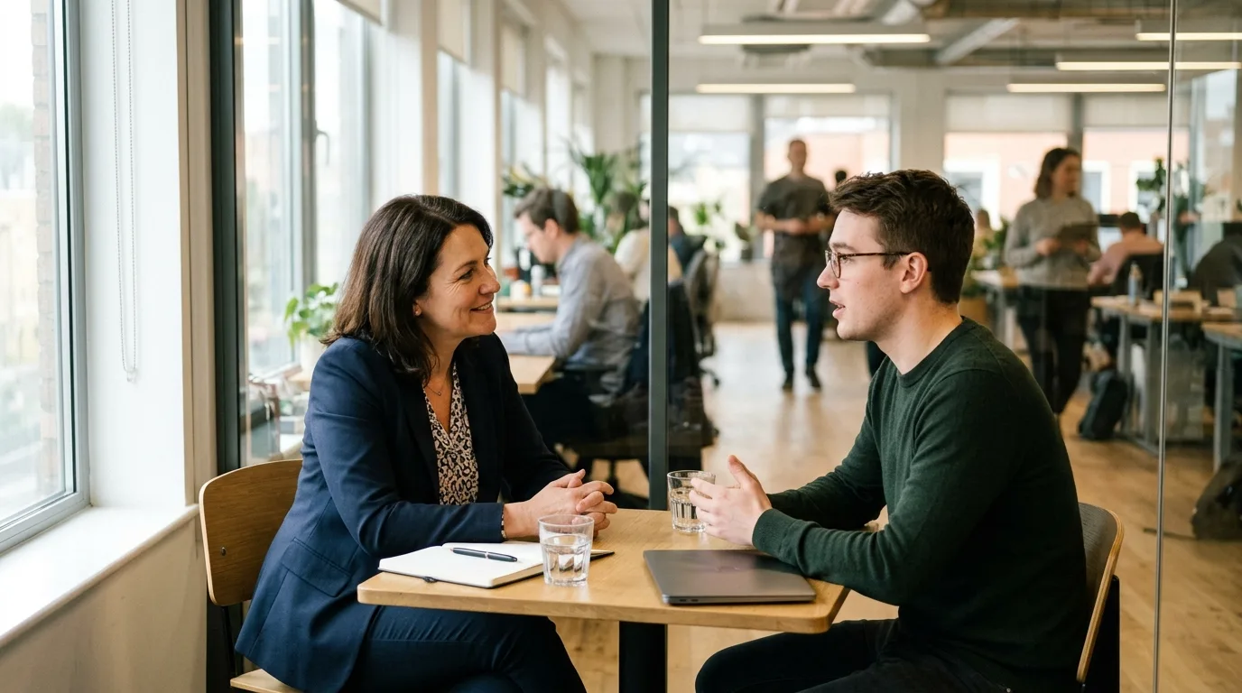 Líder conduzindo uma reunião focada em escuta ativa