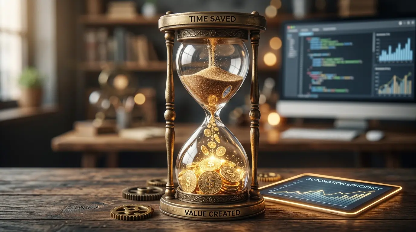 Ampulheta ilustrando o conceito de tempo como um recurso financeiro crítico em negócios de serviços