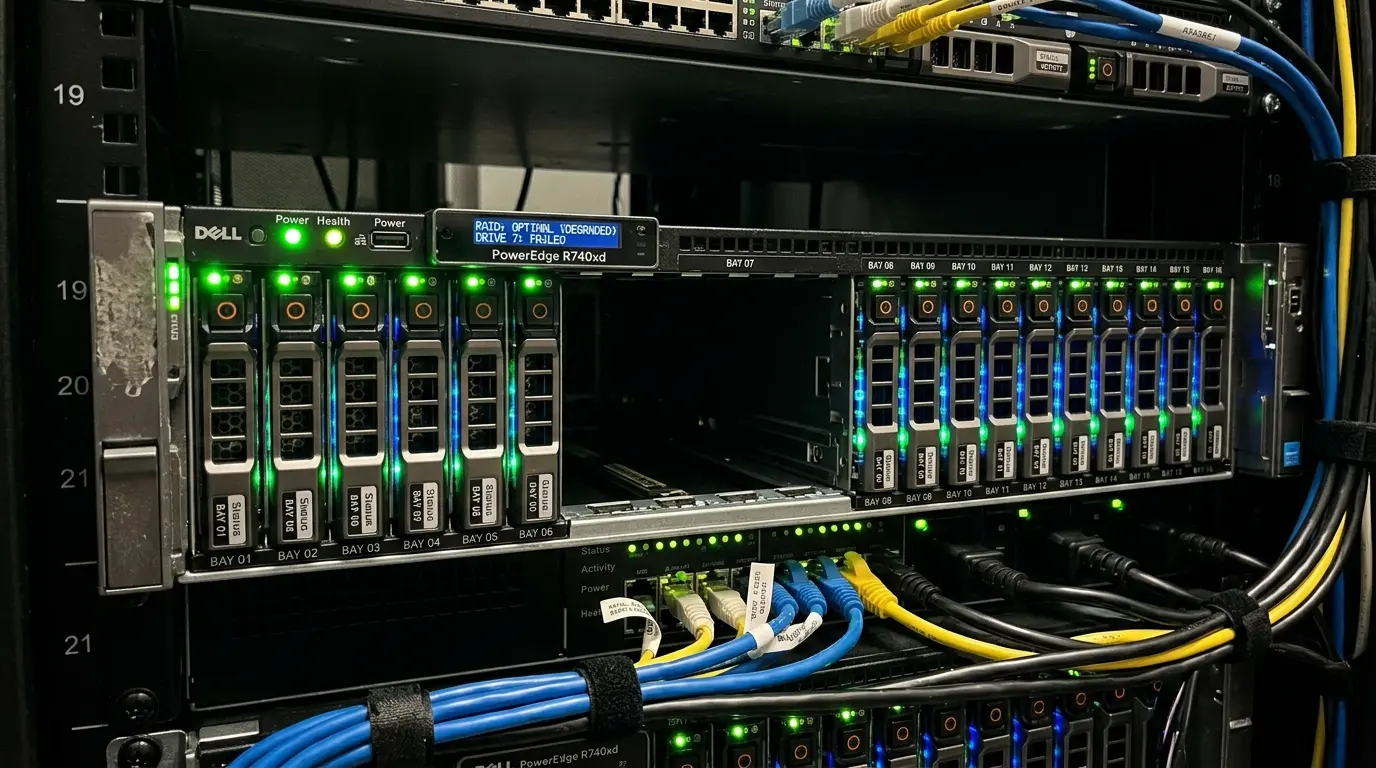 Rack de servidores modernos de alta eficiência