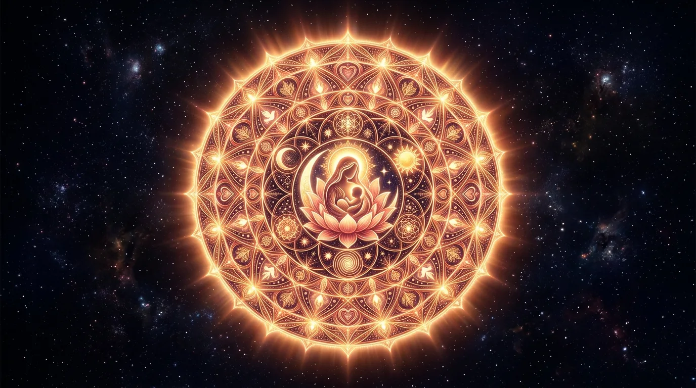 Uma mandala suspensa representando a complexidade psíquica e a busca por completude coletiva.