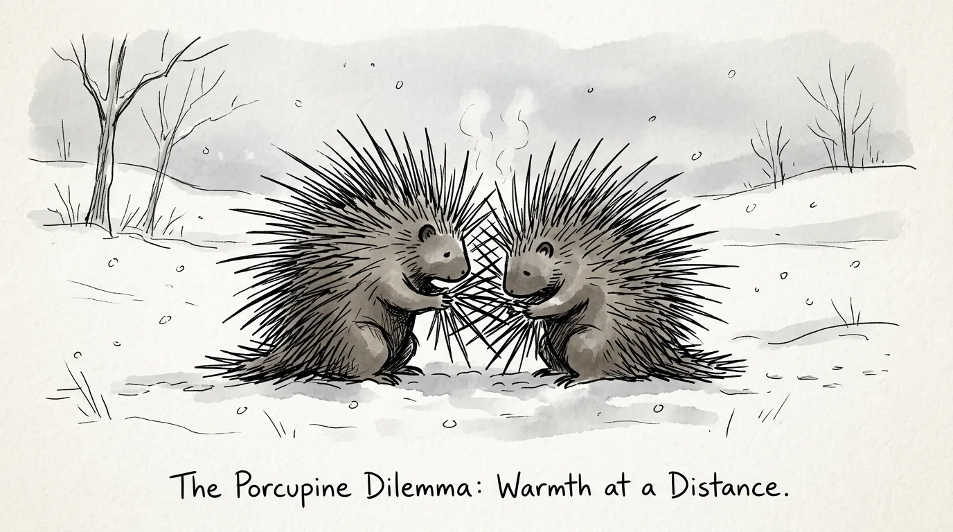 Ilustração do Dilema do Porco-Espinho de Schopenhauer